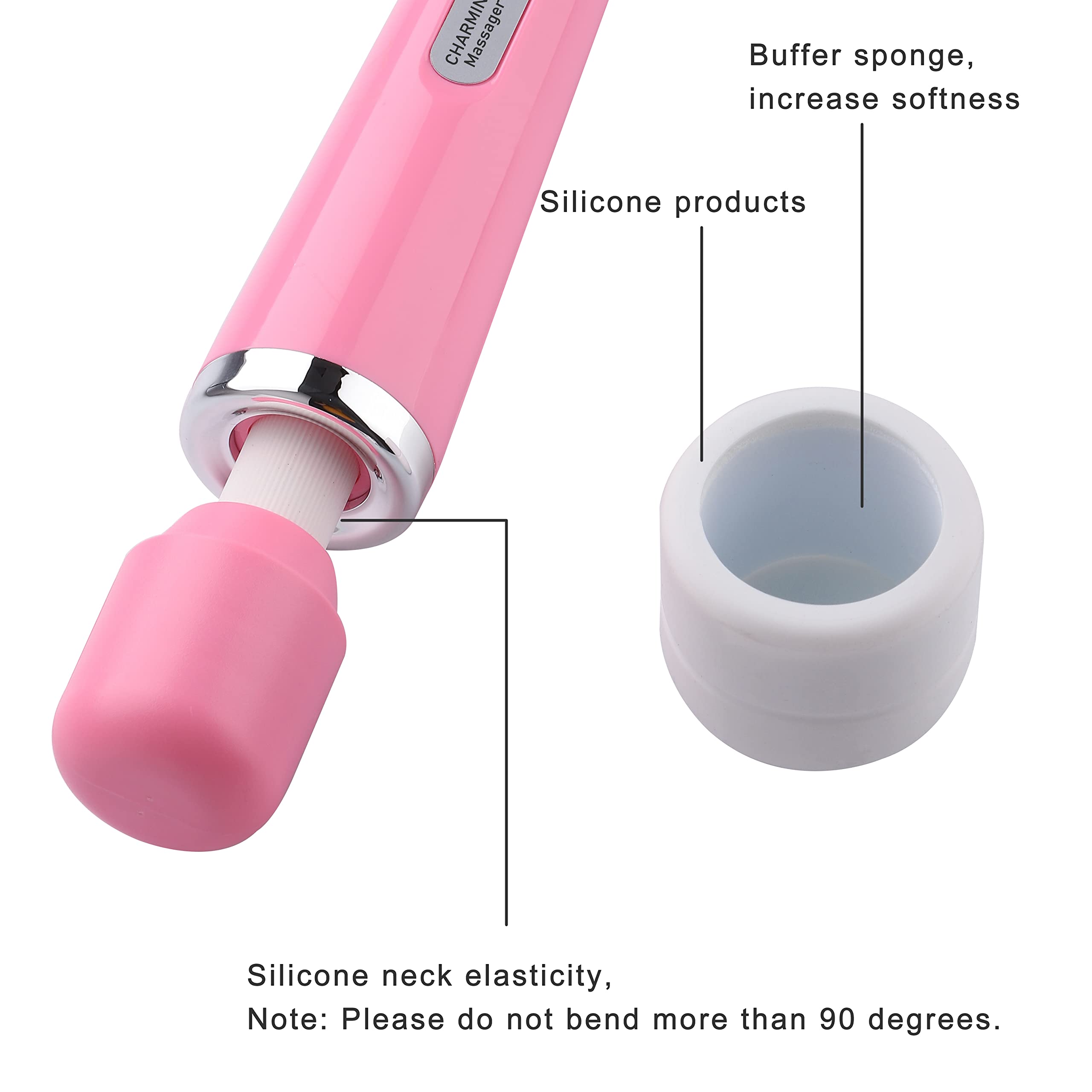 CHARMING Wired Powerful Handheld Massager with Strong 10 Vibrations Back Massage, Personal Therapy Massager for Sports Recovery, Muscle Aches, Full Body Pain (): Pink