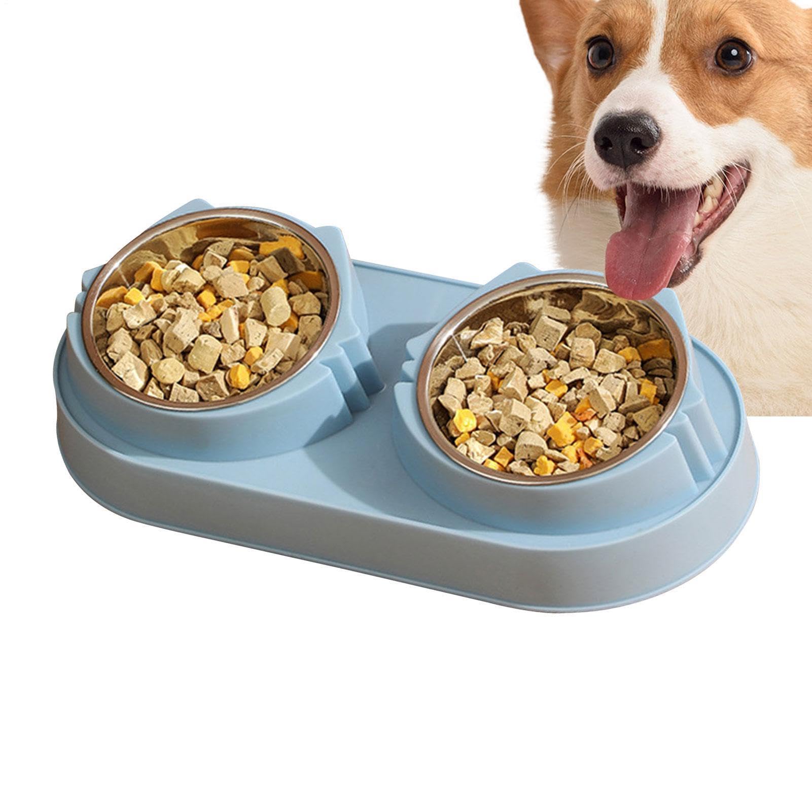 Cat Bowls - Neck Protective Bowl | Stainless Steel Pet Feeding Bowls | Water Bowl With Non-Spill Silicone Base, For Small Dogs And Cats Catch Water And Food, No Spills Pet Feeding For Puppy