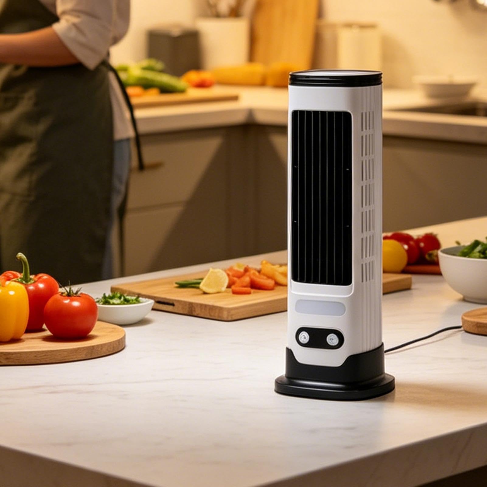 Genérico Turmventilator für Schlafzimmer, vertikaler Ventilator mit 5 Geschwindigkeiten, oszillierender Turm, wiederaufladbar, USB, leise, für Camping, , Zuhause, Büro, Schreibtisch, Küche