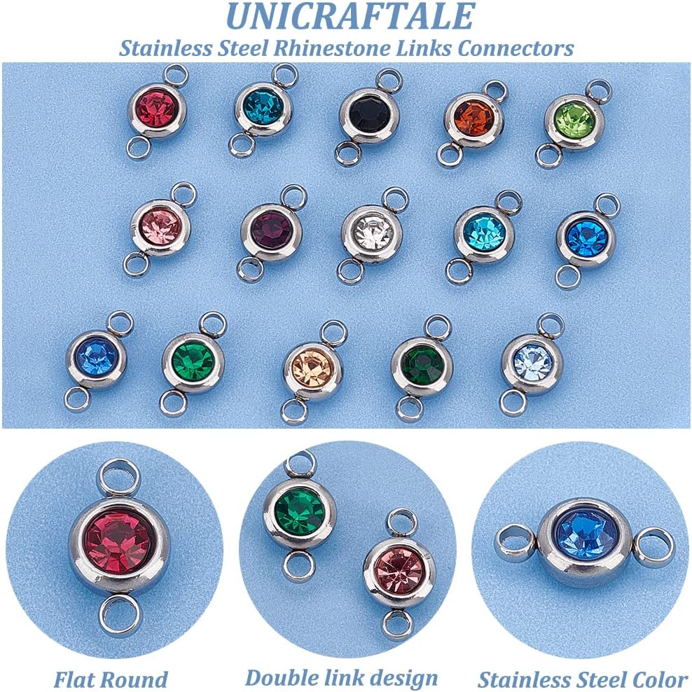 UNICRAFTALE Rhinestone Charms Pendants Link Connectors Birthstone Charms Crystal Glass Linking Pendant Diamond Connectors for Earring Necklace Bracelet Jewelry Making - Image 6