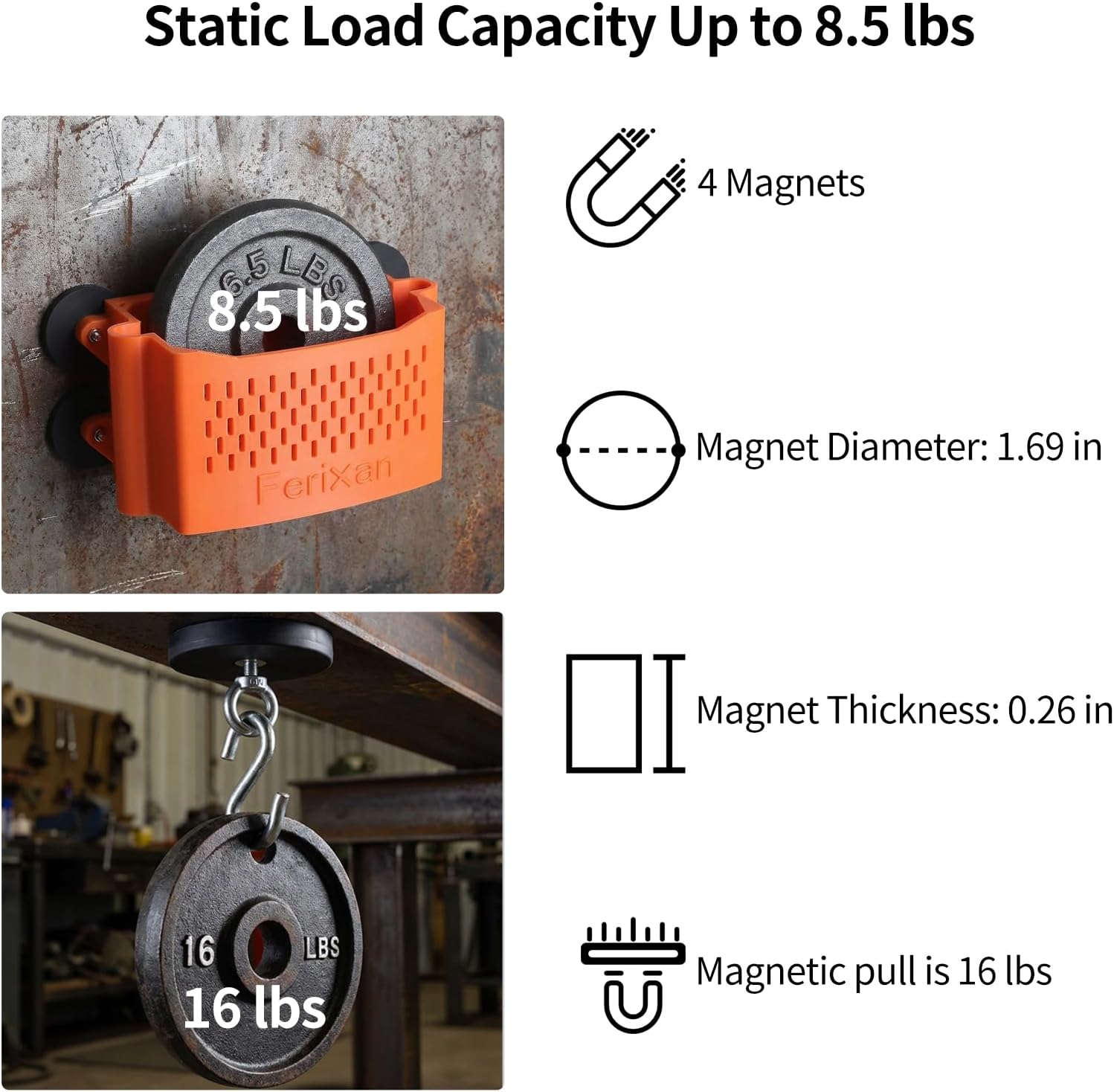 Magneticc Basket for Truck Bed & Fridge: 8.5 lb Weight Capacity Small Magnetic Storage - Fits for 40 oz Hot Shots Dieesel Additivee Treatment