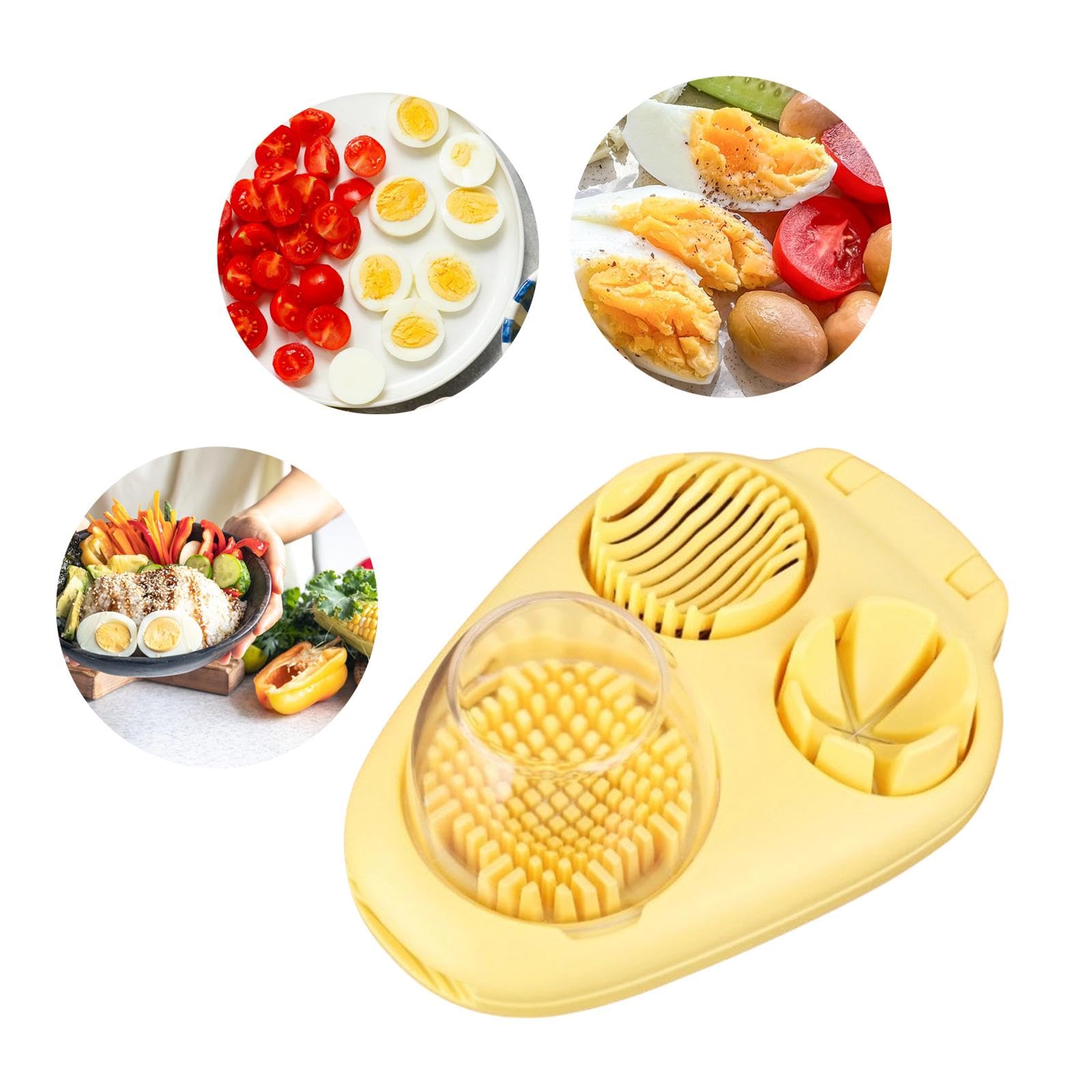 Eierschneider für hart gekochte Eier mit Behälter, 3-in-1-Schneider, Würfelkeil für Kiwi-Pilz, Erdbeersalat, Vorbereitung, 20 x 14,5 x 8 cm