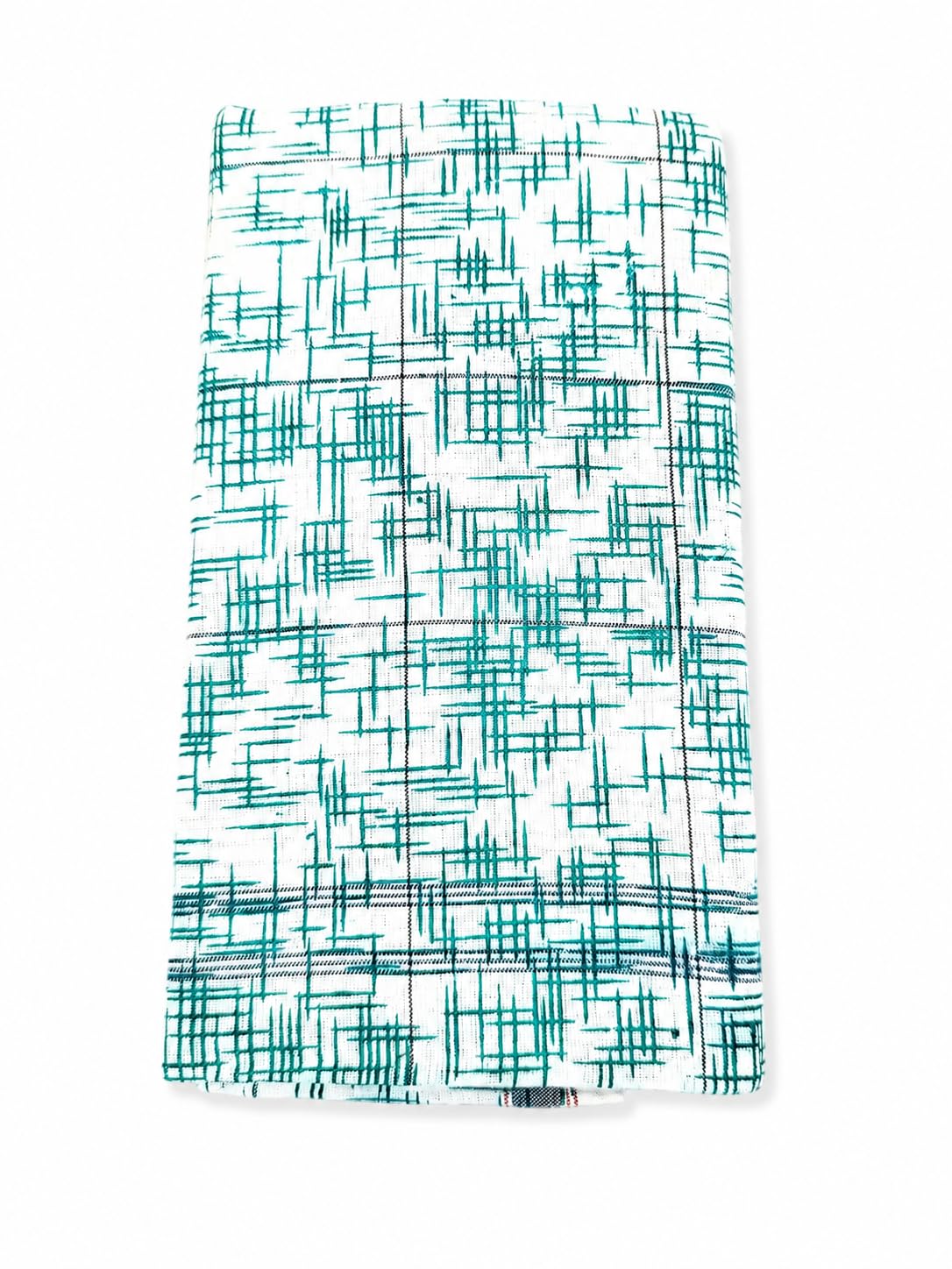 Cotton Sambalpuri Lungi 2.25 Meter, Teal Cross Print-picture-19