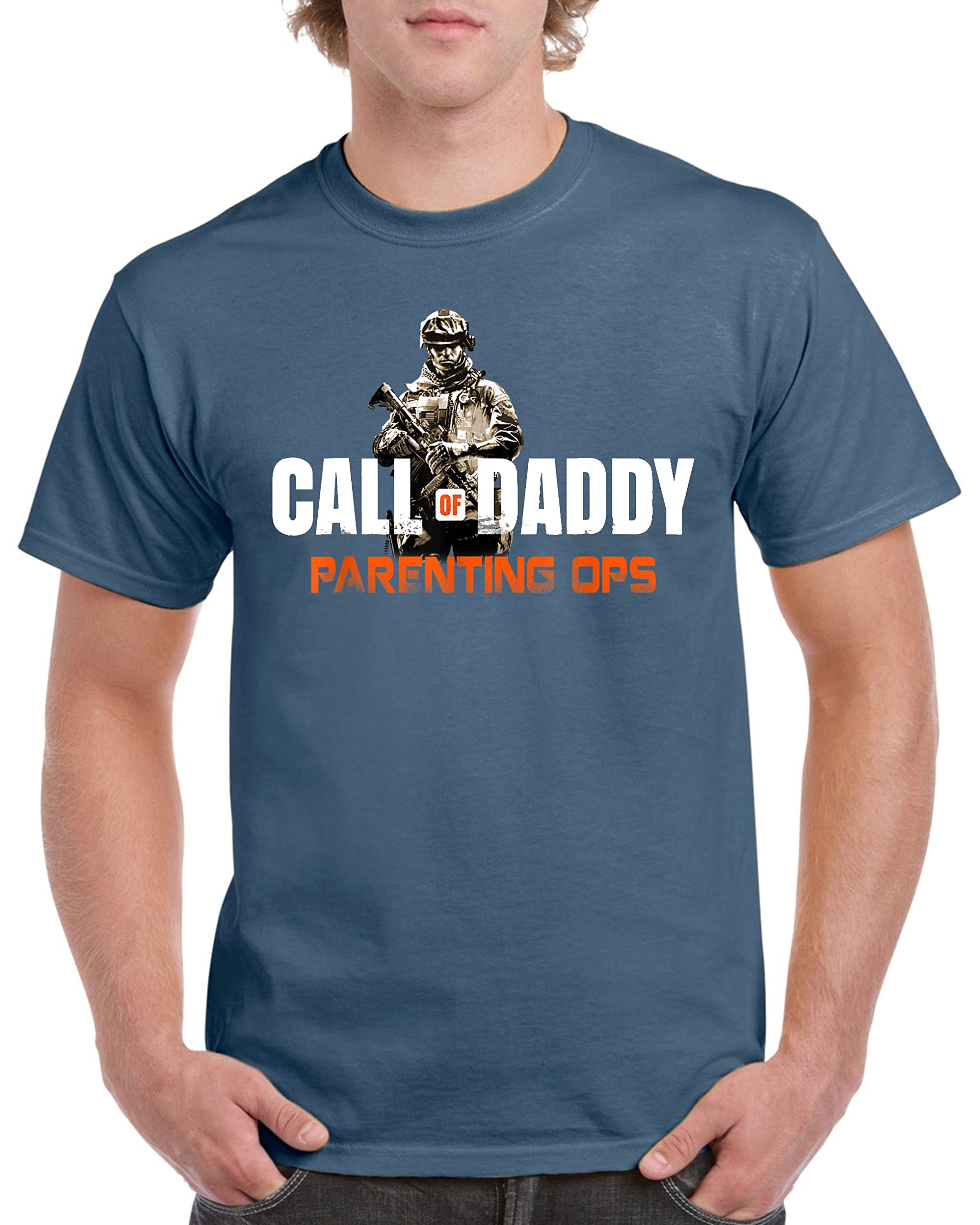 Dcg Printwear Men's Steel Blue Birthday Gift For Dad Call Of Daddy Birthday T Shirt Fathers Day Present Medium