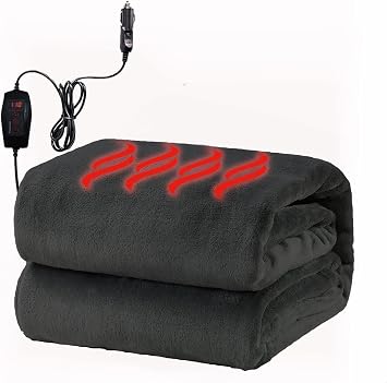 VaygWay Sherpa Fleece Travel Blanket Comfortable Blanket for Car -Premium Quality Grey Fuzzy Soft Plush Warm 59" x 43 Home and Car Automotive Blanket- for Winter, Camping, Office, Summer Black