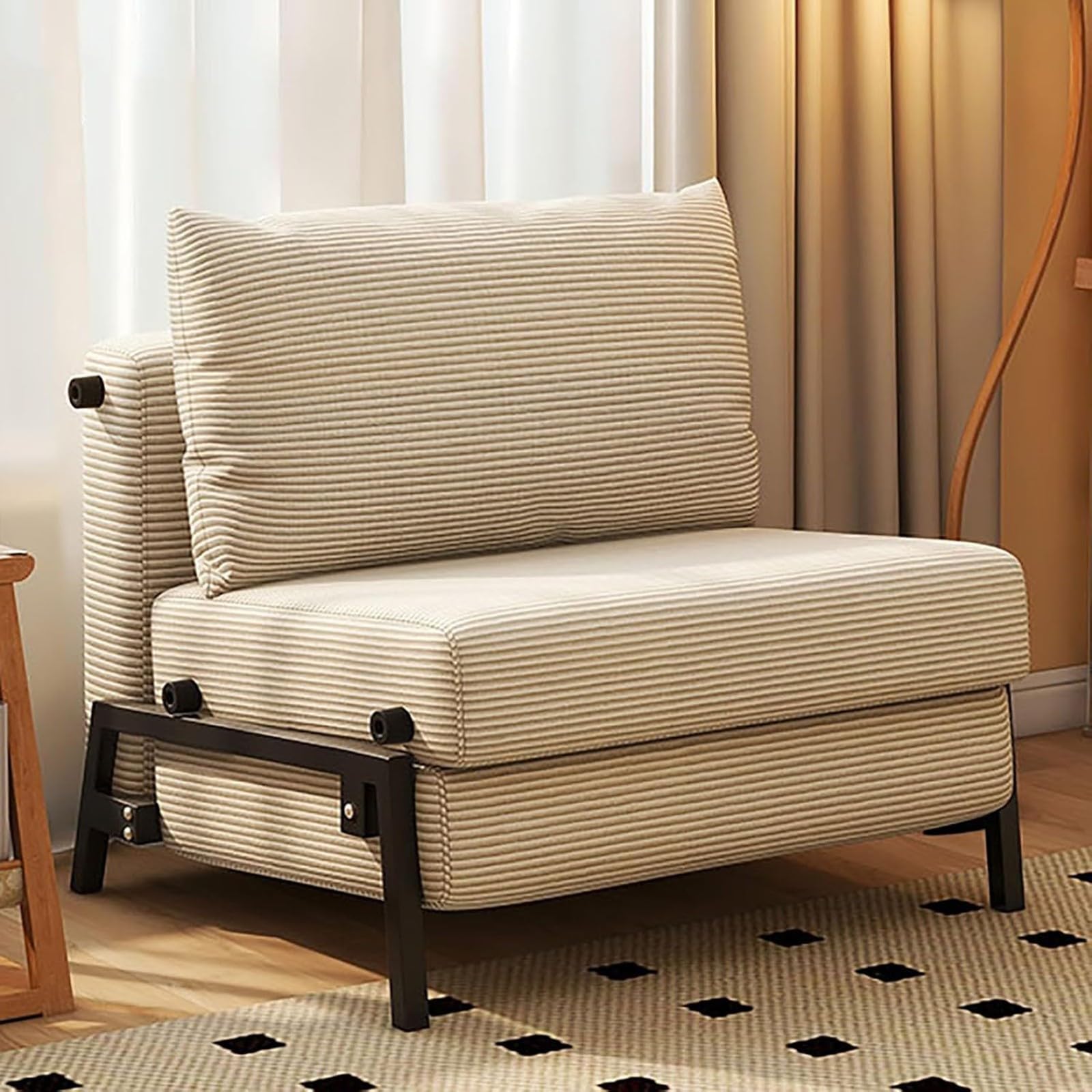 Składana rozkładana sofa futon, tkanina sztruksowa, wysoka elastyczna pianka, solidna rama ze stali węglowej, idealna do salonu, mieszkania, salonu, wygodne rozwiązanie do spania