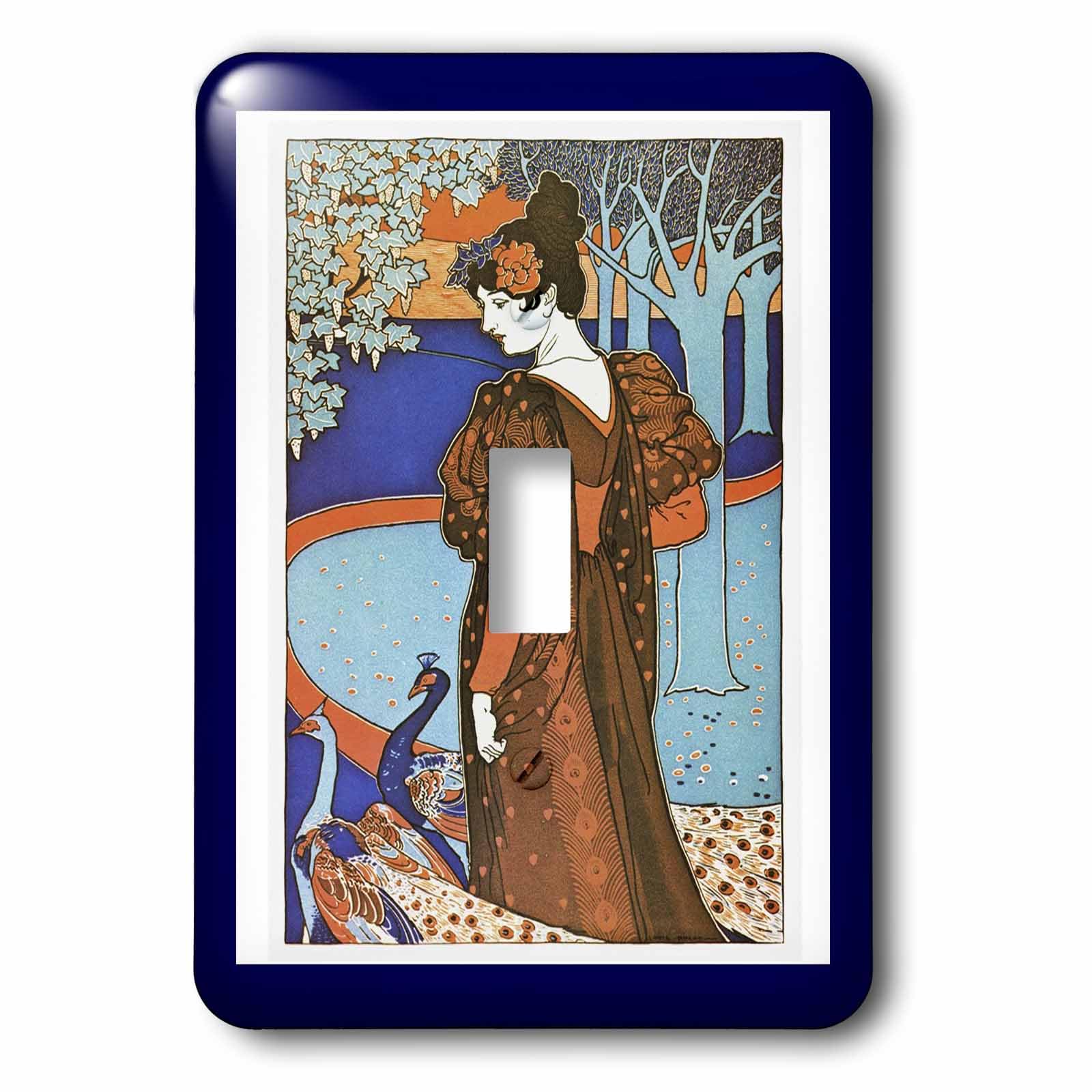 Interrupteur Orange Blue Peacocks n Lady de finition supérieure 3dRose