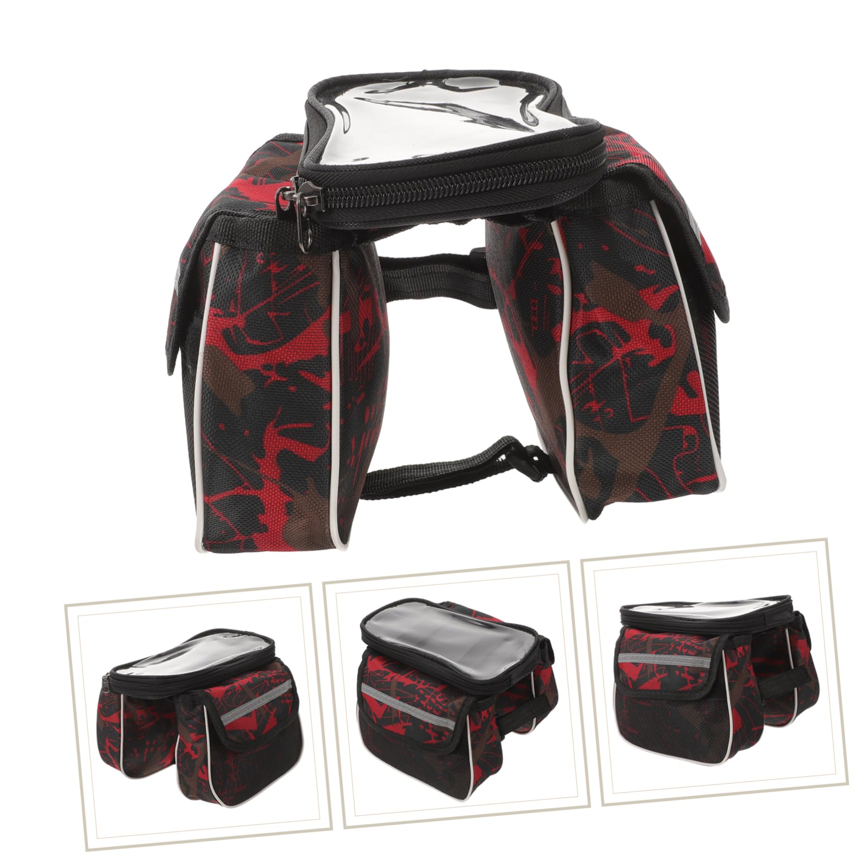 TOYANDONA 5 Piezas Bolsa de teléfono móvil Bolsa de Manillar Bolso alforja de Bicicleta de depósito de Tubo Superior de Bicicleta Tela Oxford + Pantalla táctil de TPU