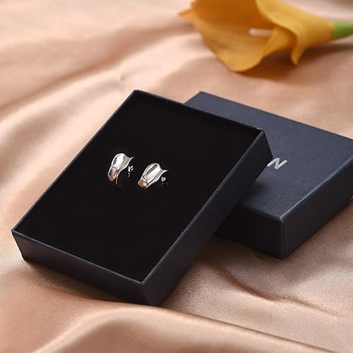 Miniatura 5 de 925 Silver Filled Hoop Earrings, Handmade Hoop Earrings for Women. Lightweight Hypoallergenic Open Hoop Earrings. Suitable for Gift Giving(silver)