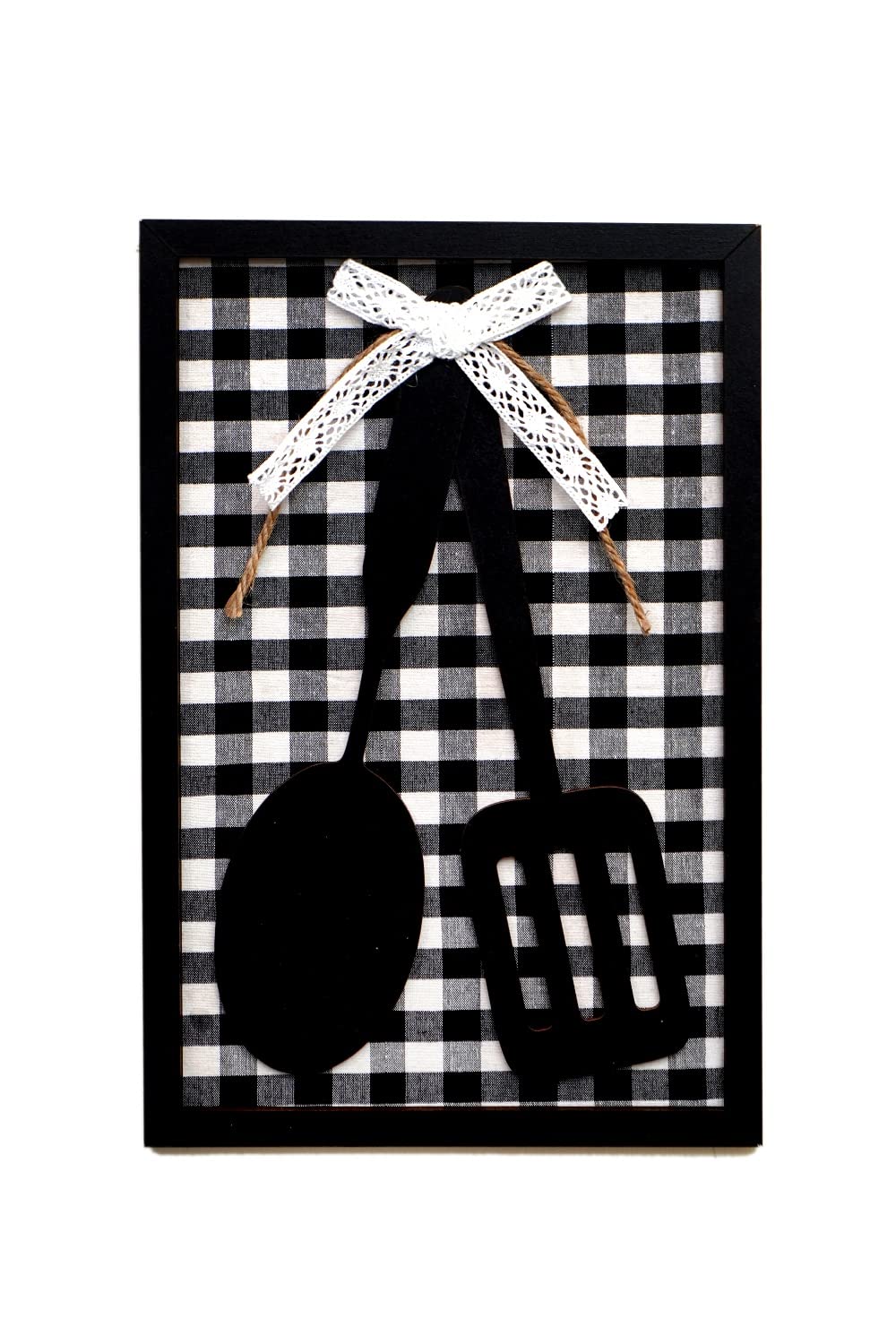 Chalk My Theme Black and White Turner and Spatula 3D Wooden Wall Decorative Hanging Decor Kitchen Wall Hanging For Kitchen, Café, Restaurant, Hotel, and Gift Décor