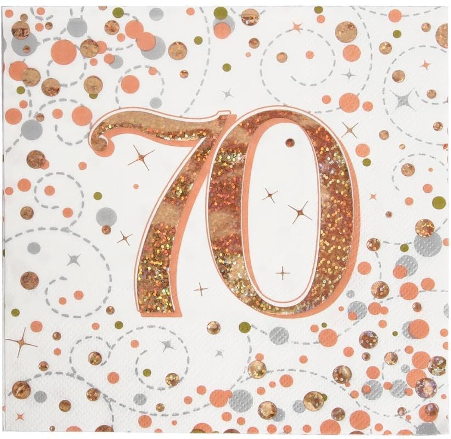 70th Birthday Party Napkins – Rose Gold 3 Ply Quality Party Serviette Pack of 16