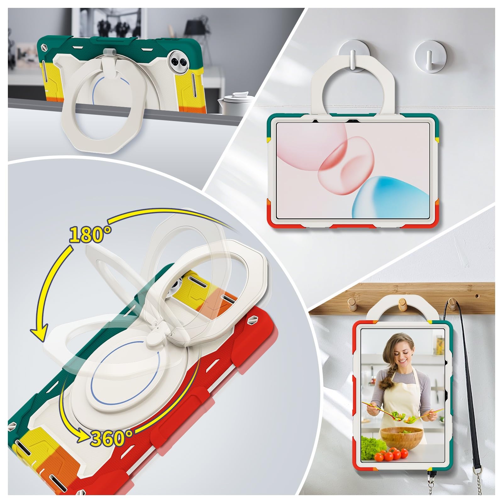 Pokrowiec na tablet Etui dziecięce na tablet Honor Pad 20 (12,1"), wytrzymałe, odporne na wstrząsy etui z TPU z podpórką Wytrzymałe etui ochronne z paskiem na ramię(Rosso)