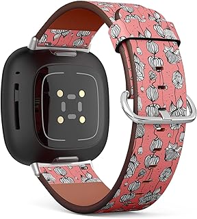 CJBROES Replacement Leather Watch Band, Compatible with Fitbit Versa 3 and Fitbit Sense of Wristband Bracelet Accessory - Flower Floral