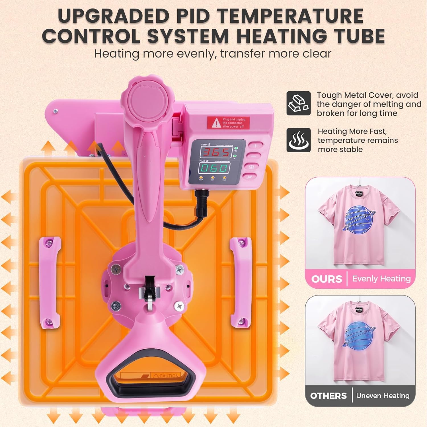 Pressa per trasferimento da 38 x 38 cm, 8 in 1, con pressa per tazze, pressa per cappelli, riscaldamento rapido e uniforme, controllo preciso del tempo e della temperatura