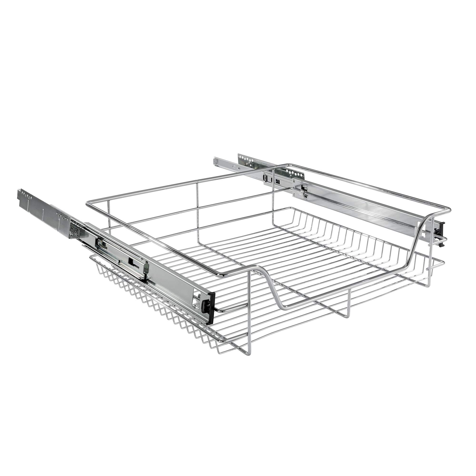 Arebos Teleskopschublade - für Schrankbreite 30 40 50 oder 60 cm | verchromt/Setwahl- Küchenschublade Korbauszug Schrankauszug, Schubladeneinsätze für Küchenschrank | 2 x 60 cm