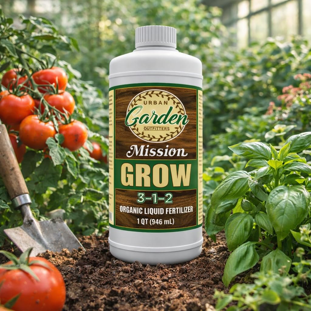 Urban Garden Outfitters Mission Fertilizer Grow 3-1-2 Organic Liquid Plant Fertilizer-All-Purpose, Fish-Based Nutrient Boost for Healthy Growth, Indoor & Outdoor, Gallon