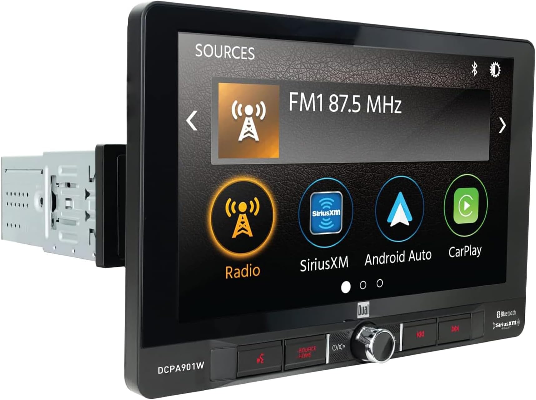 Dual Electronics DCPA901W 9-inch Touch Screen Single DIN Car Stereo Media Receiver,Wireless and Wired Apple CarPlay & Android Auto,Built-in Bluetooth,Backup Camera Input,Satellite Radio Ready Black