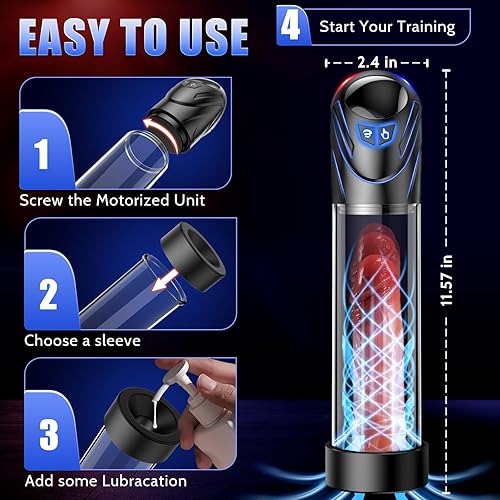 Miniatura 5 de Bomba eléctrica para el pene - Bomba de vacío extensor de pene con 5 modos de succión, bombas de ampliación de pene con 2 anillos de pene para