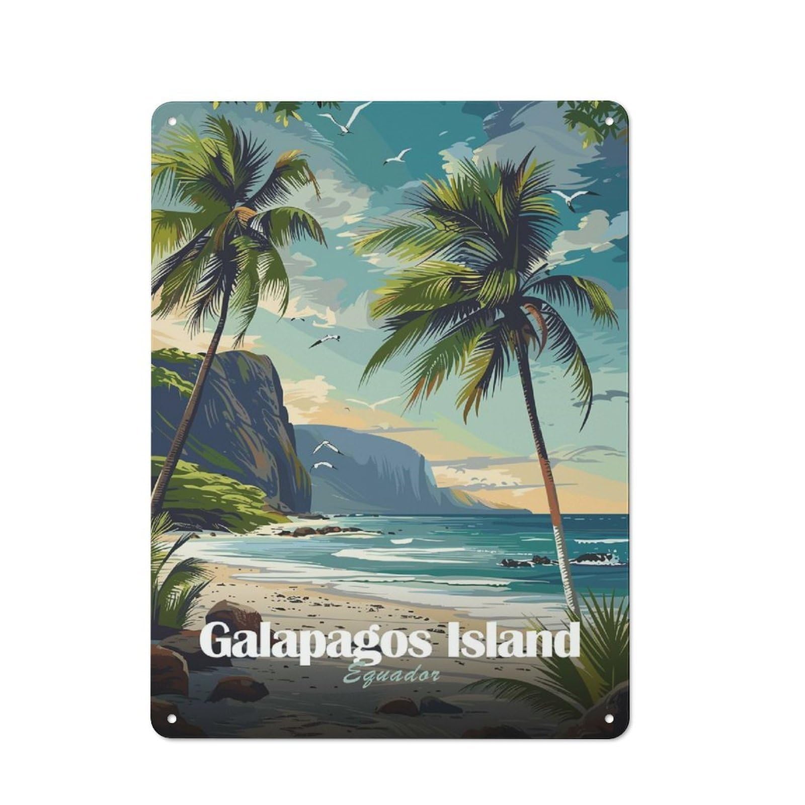 Junmoney Style-24 Country Metal Sign With Galapagos Island, Ecuador Design 40X30cm, Barn Style Rustic Kitchen Decor For Farmhouse Kitchen, Pantry Or Dining Area