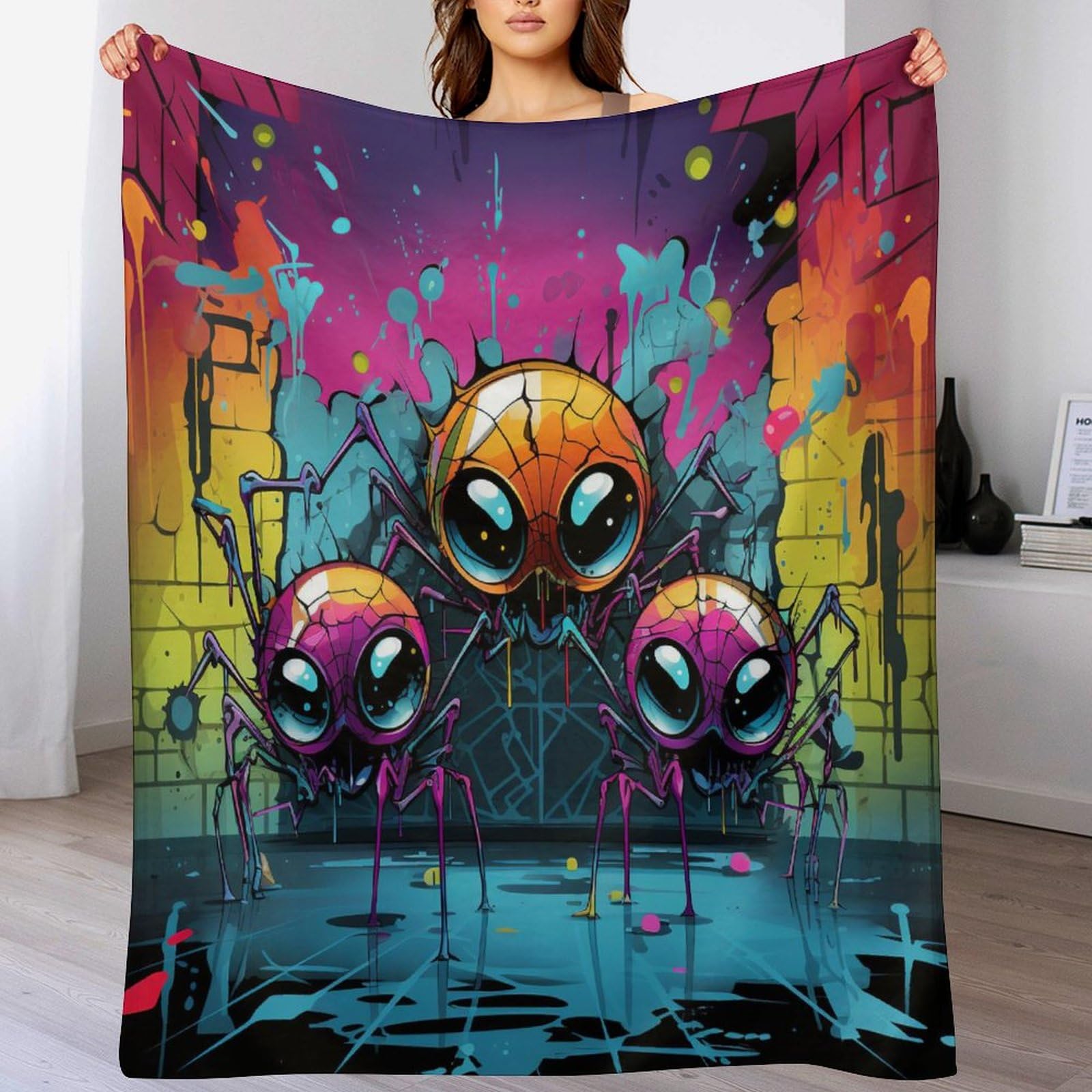 Plaid polaire araignée anti-froid pour voyage et canapé frissonnant