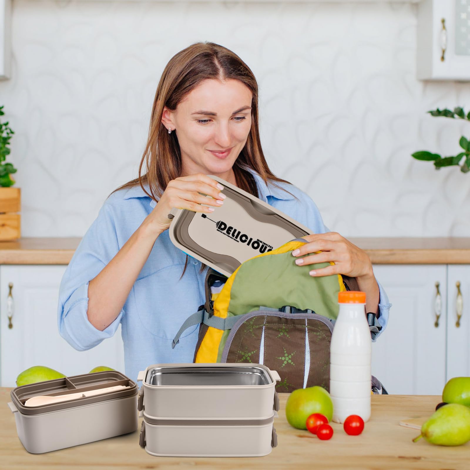 Lunch Box in Acciaio Inox 4 Strati Ermetico Box Pranzo Box Termico