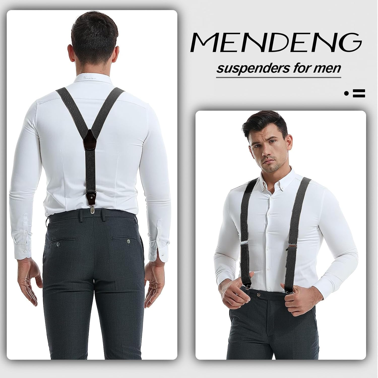 MENDENG Vintage Bronze 4 Swivel Hook Suspenders for Men Adjustable Braces Strap - Image 6