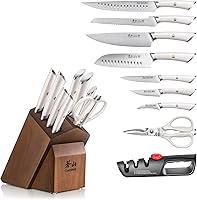 Vista 2 de Cangshan ELBERT Series Juegos de bloques de cuchillos forjados de acero alemán (10 piezas, blanco)