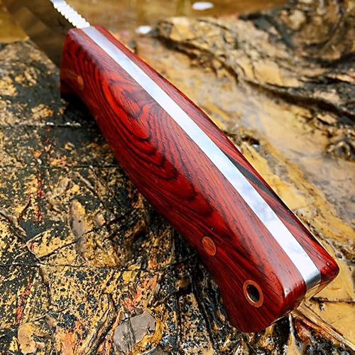 Watchman Fixed Blade Hunting Knife, Sharp Fixed Blade Knife With Leather Sheath For Men And Women,Dc53 Fixed Blade Survival Knife Wood Handle, Outdoor Camping Survival Knife #TOP6