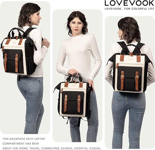 Miniatura 2 de LOVEVOOK Mochila para laptop de 17 pulgadas para mujer, mochila de trabajo para profesores, mochila de viaje impermeable, bolsa de enfermera, bolsa