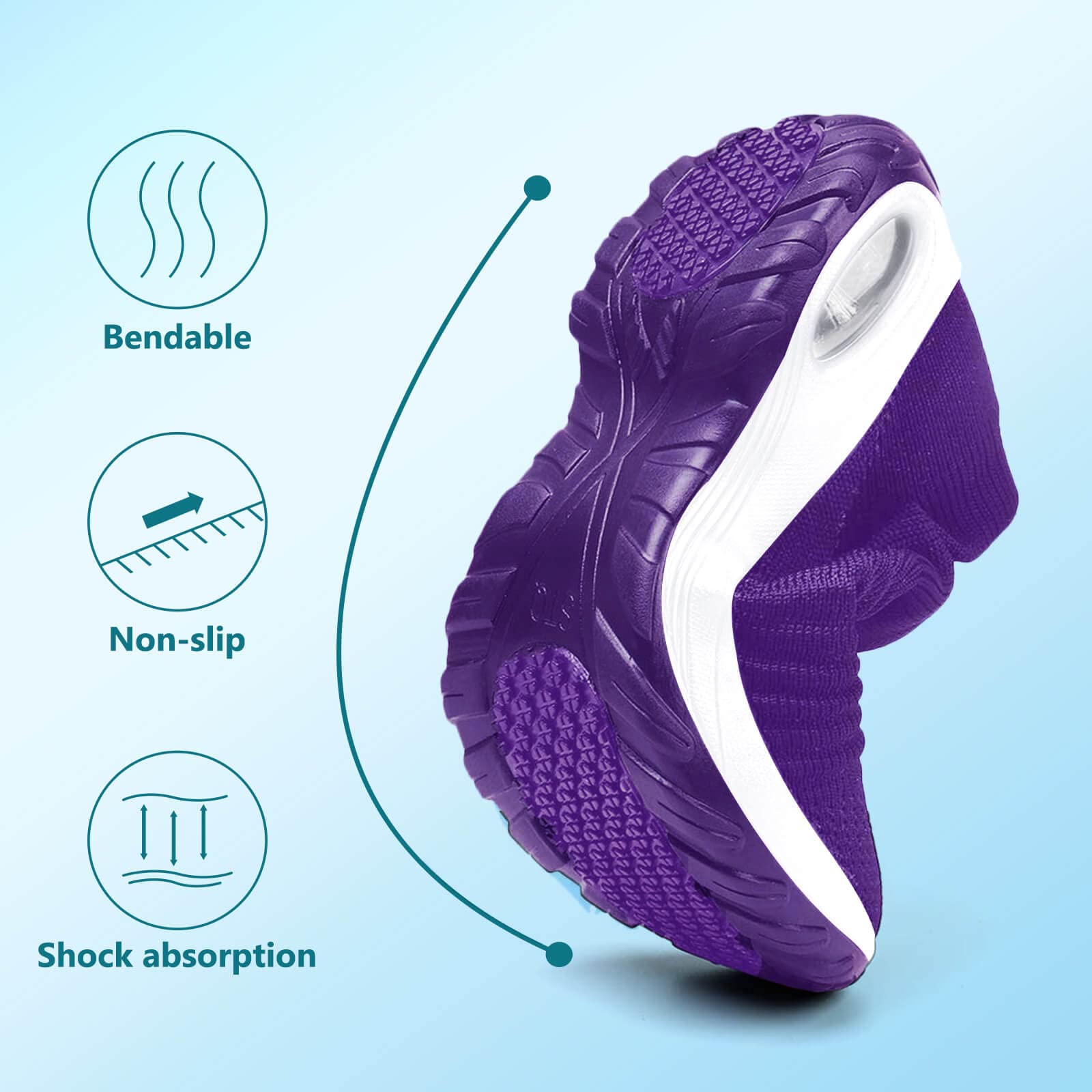 Tenis ortopédicos para mujer, de malla transpirable, ligeros, para correr, entrenamiento, parte inferior gruesa, con amortiguación de aire, zapatos de cuña