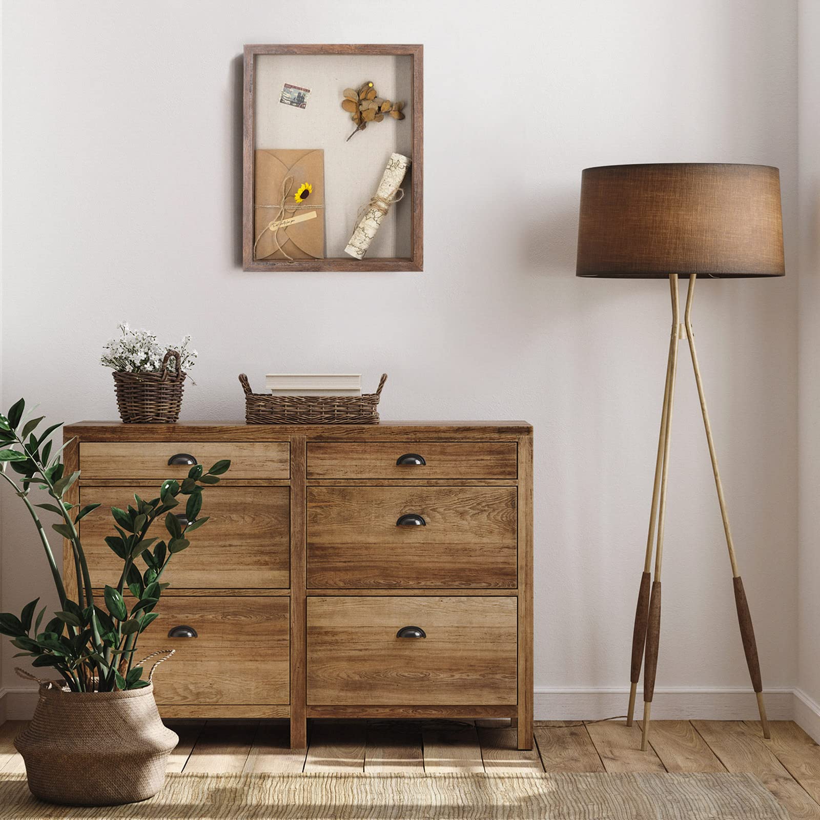 Califortree 11x14 Shadow Box Frame with Linen Back - Sturdy Memory Display Case of Flower, Pictures, Medals and More, Rustic Brown