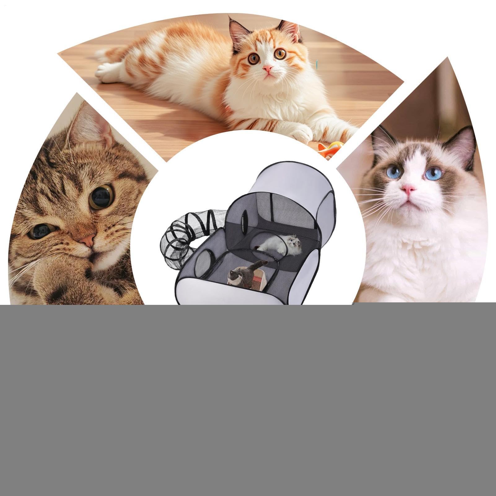 Katzengehege Tunnel, faltbares Gehege Tunnel, interaktives Spielzeug, Katze Indoor Outdoor Laufstall, Übung Haustierbedarf für Camping, Reisen, Garten
