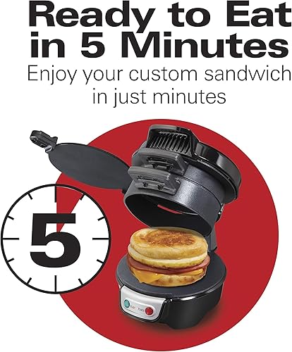 Miniatura 7 de Hamilton Beach 25475 Máquina de sándwiches de desayuno color gris individual Negro