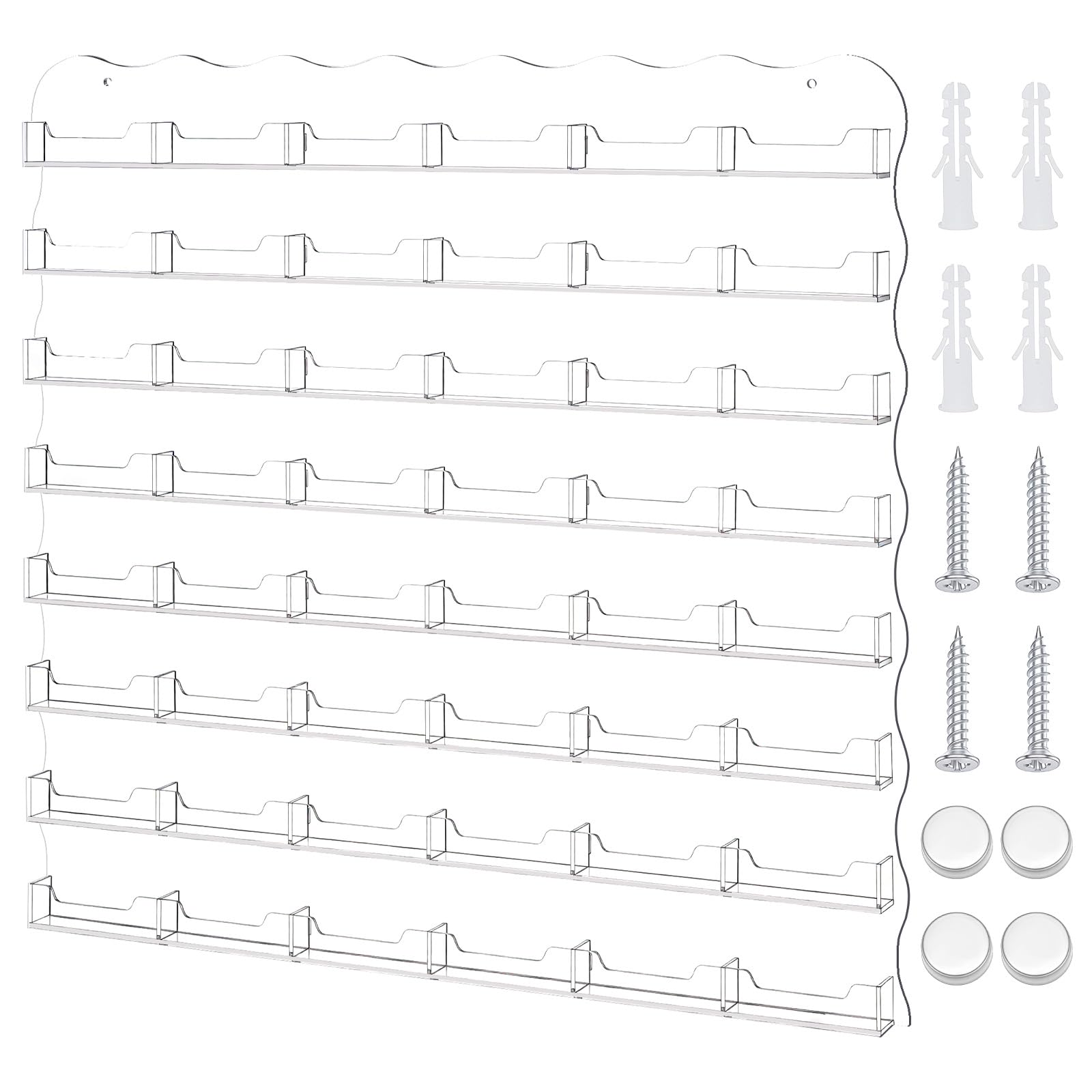 Expositor de pared de acrílico con 1 bolsillos (48 piezas) para tarjetas de visita, colgante de 9 x 6,5 cm, expositor de almacenamiento preperforado para comercialización en casa en la