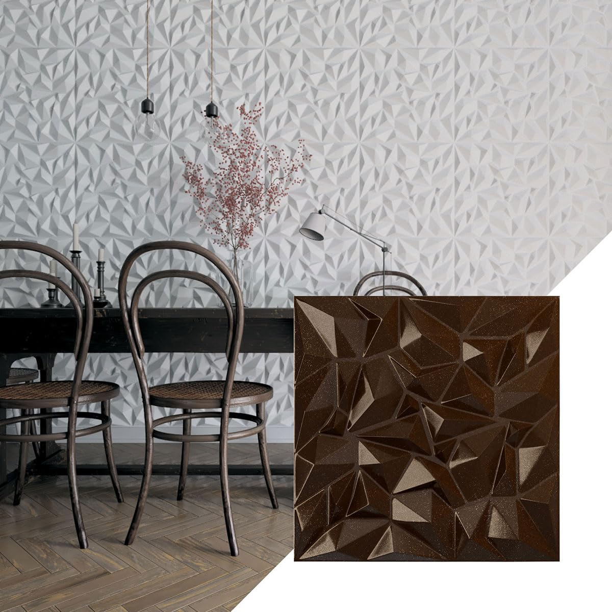 Ekena Millwork 19 5/8"W x 19 5/8"H Leto EnduraWall Decorative 3D Wall Panel, Mystic Brown (Covers 2.67 Sq. Ft.