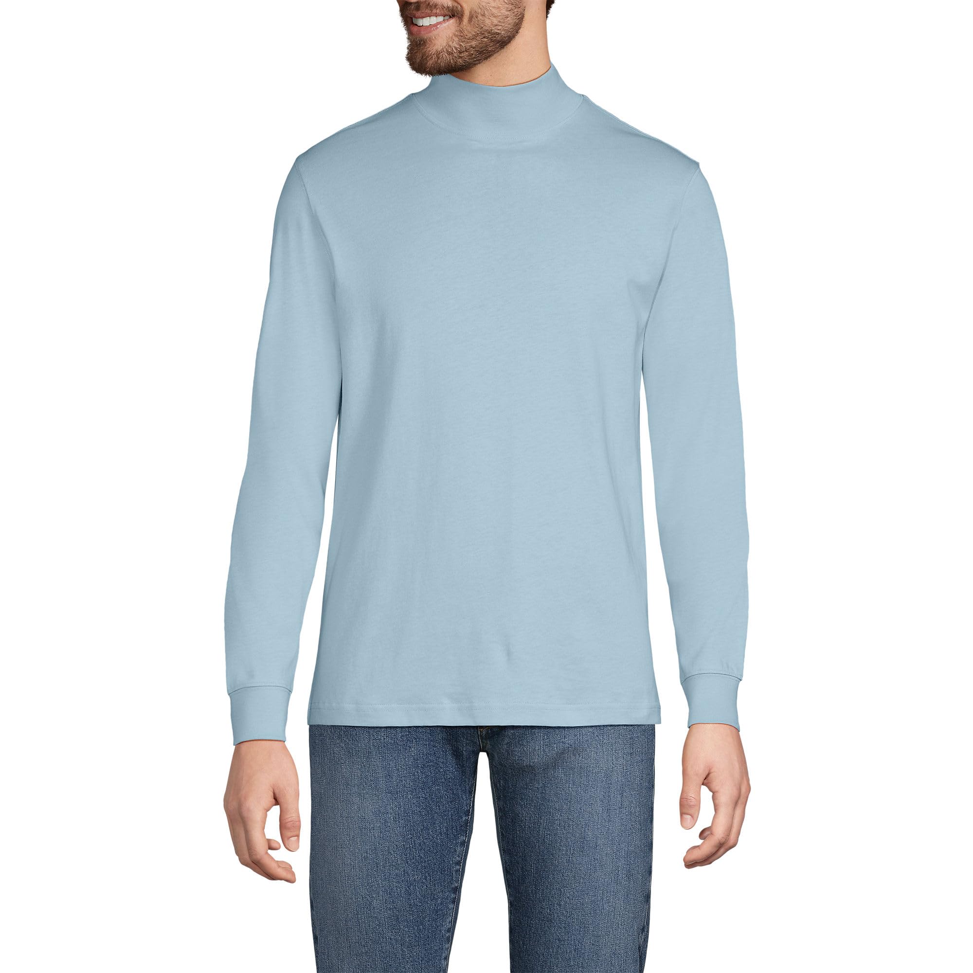 Lands' End Men's Super-T Cotton-Blend Mock Turtleneck Shirt