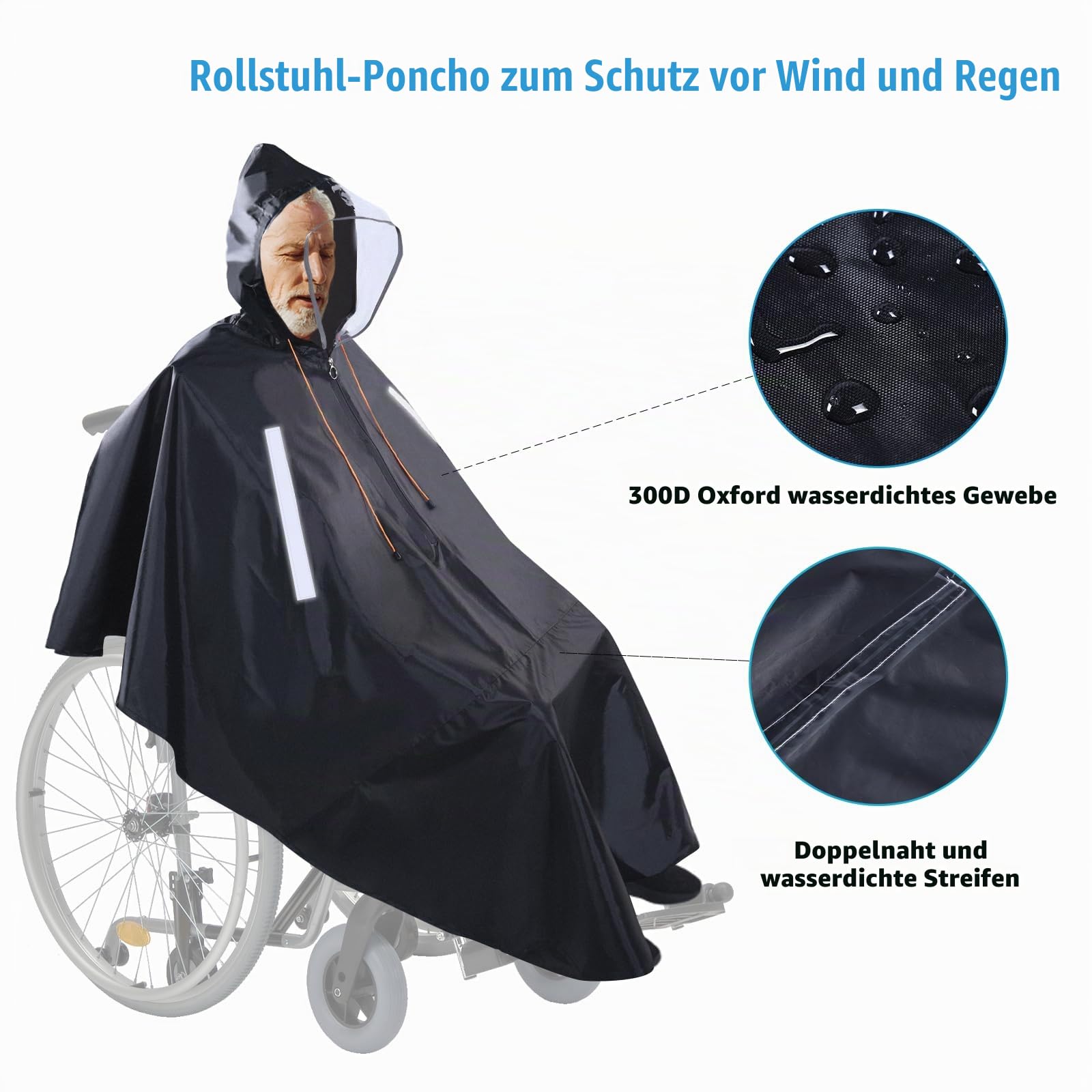 Rollstuhl-Poncho-Regenschutz für Erwachsene