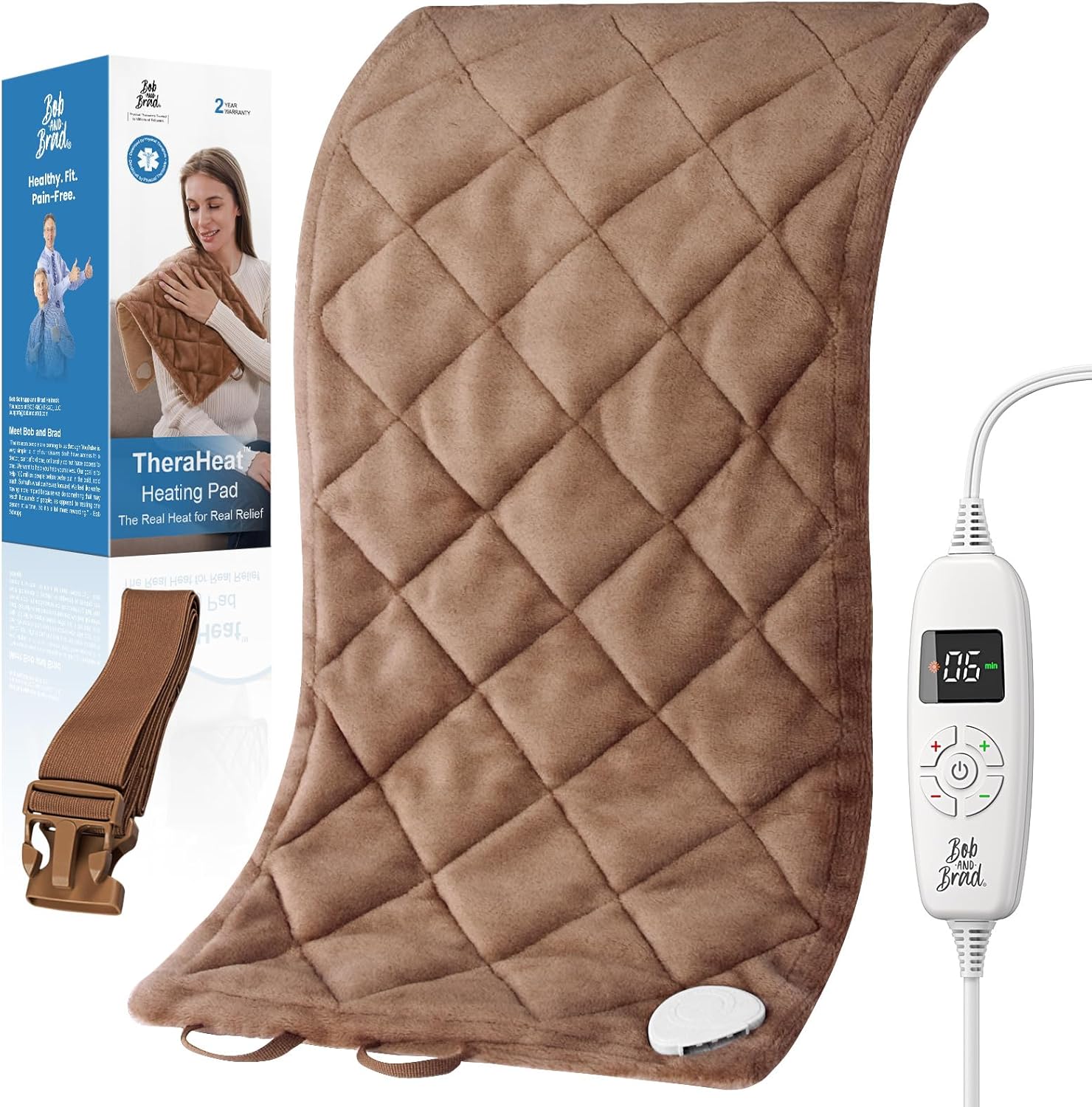 BOB AND BRAD Weighted Heating Pad with Far Infrared Therapy, Large Heating Pad for Body Back Deep Muscle Pain Relief, Gift for Women Men, ETL Certified & FSA Eligible/HSA Eligible, 2.4lbs, 12"x24"