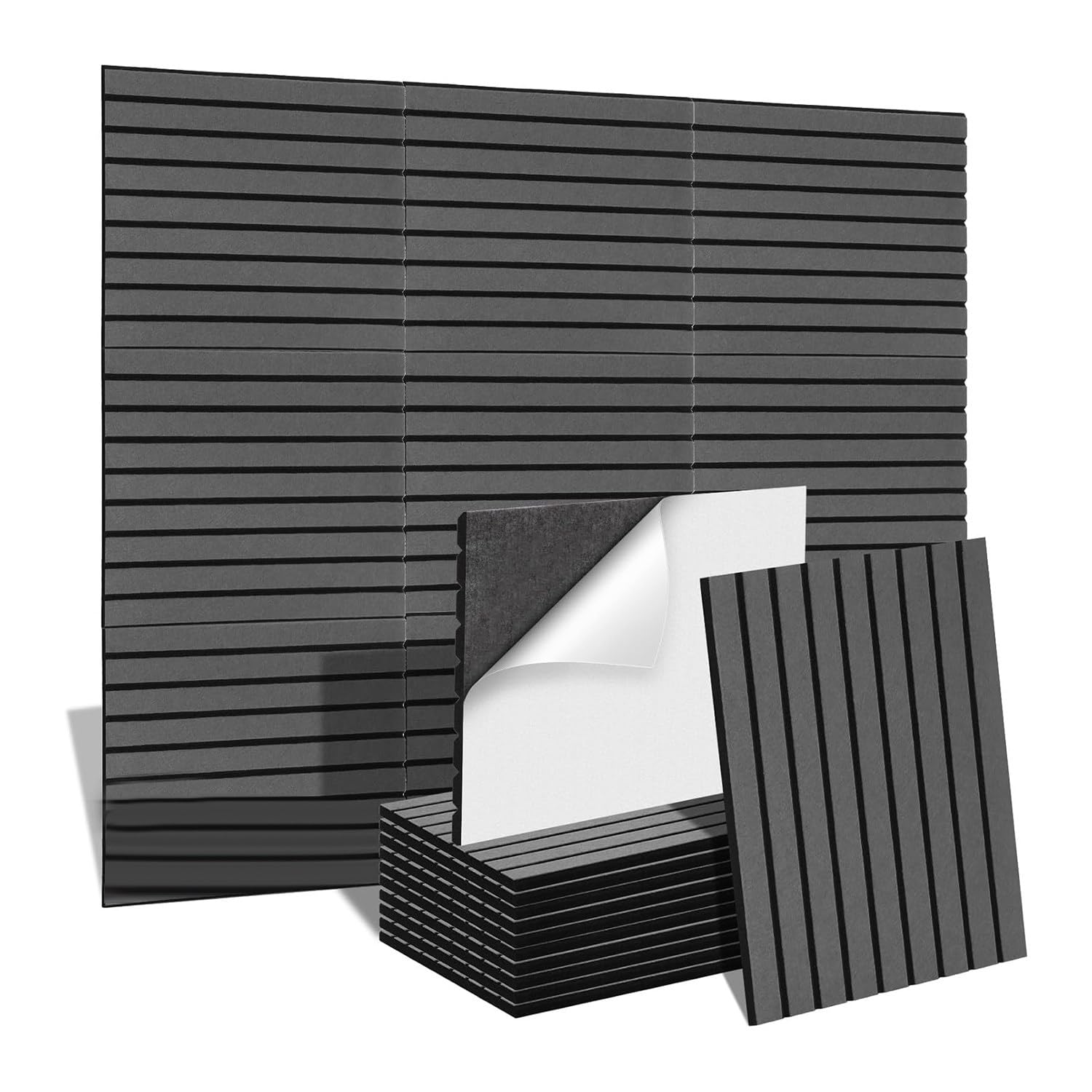 Dźwiękoszczelne panele ścienne z naklejkami, 14 x 12 x 0,4 cm, duże dźwiękoszczelne panele ścienne do pomieszczeń i biur, 12 sztuk