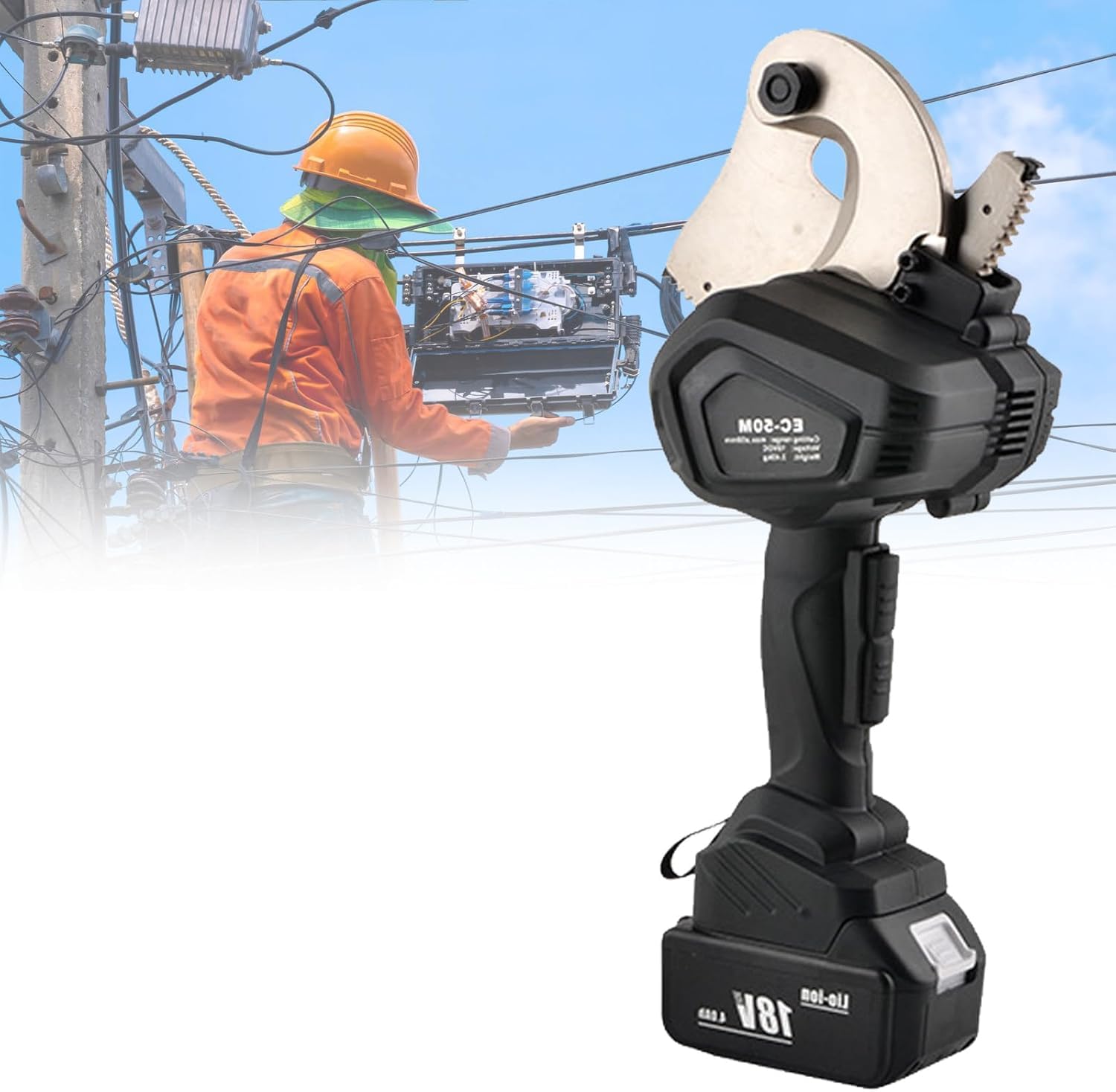 LMRXOFE Portable Cordless Hydraulic Cable Cutter - Electric Tool For Effortlessly Cutting Copper & Aluminum Wires, Ideal For Electricians And Contractors