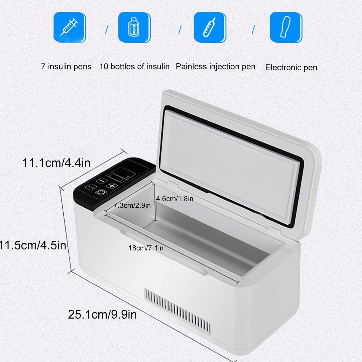 Bolsa portátil de transporte de insulina, enfriador médico para diabetes, insulina, gotas para los ojos, hormonas de crecimiento inyectables, mini caja refrigerada de insulina para personas con d