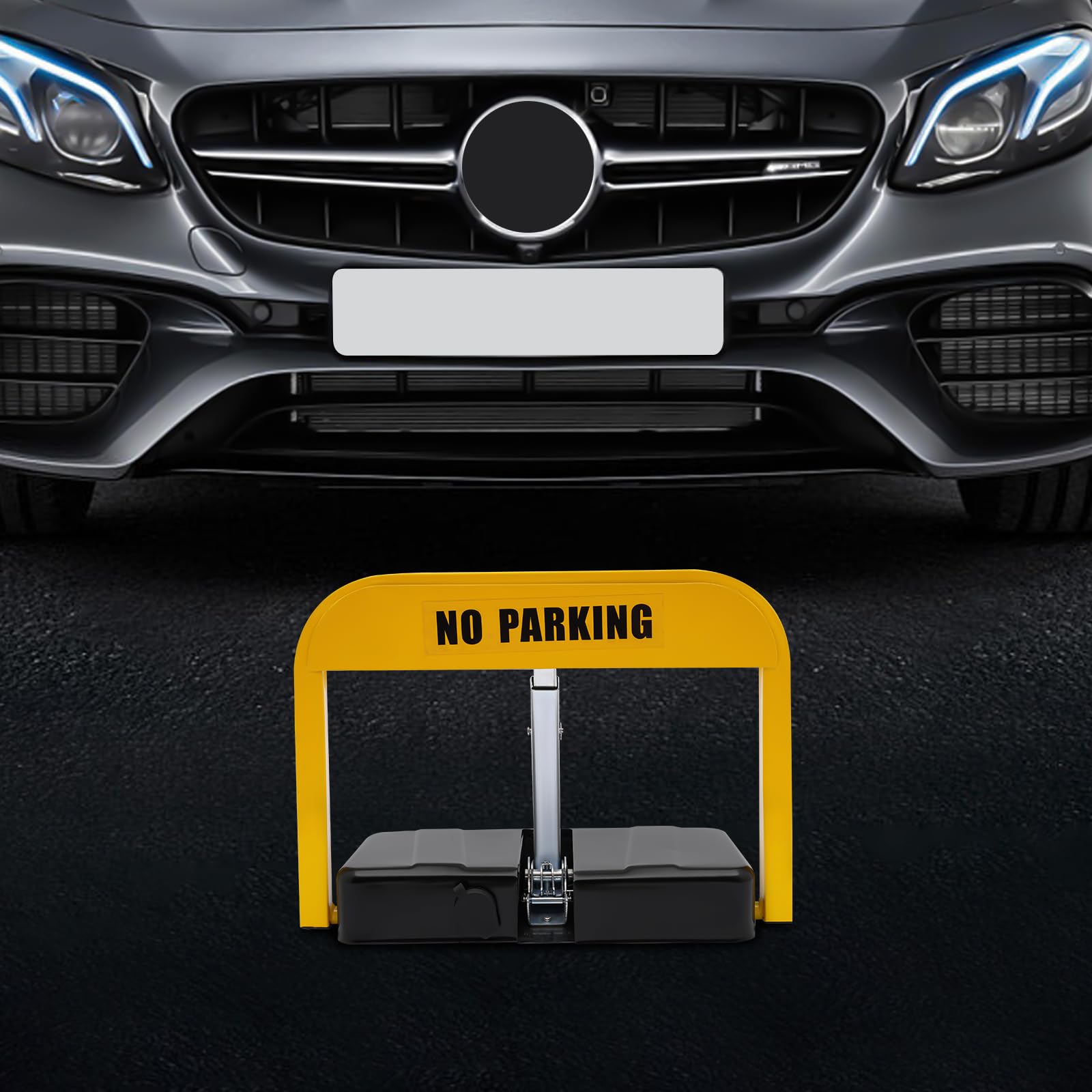 Bloqueo de aparcamiento para coche, cerradura de aparcamiento, mando a distancia automático, cerradura de aparcamiento, plegable, con 2 llaves (amarillo)