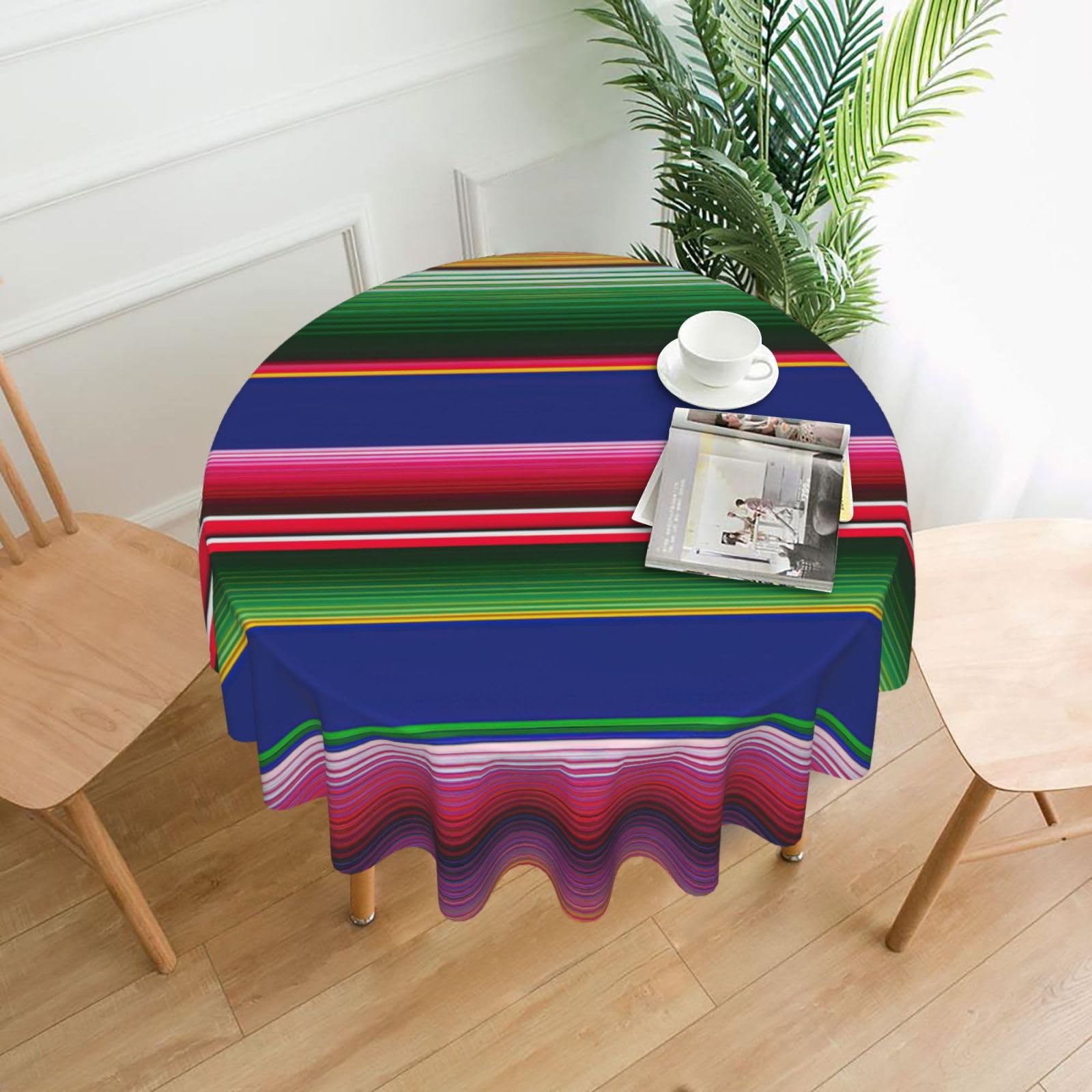 OKFSTY Colorful Mexican Stripes Print Round Tablecloth 60in for Wedding Elegant Polyester Cover for Party Reception Festive Dinner