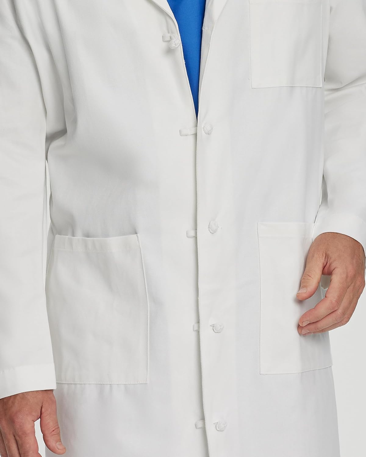 Landau Relaxed Fit 3-Pkt 5-Knot Cloth Button Full-Length Lab Coat for Men 3138