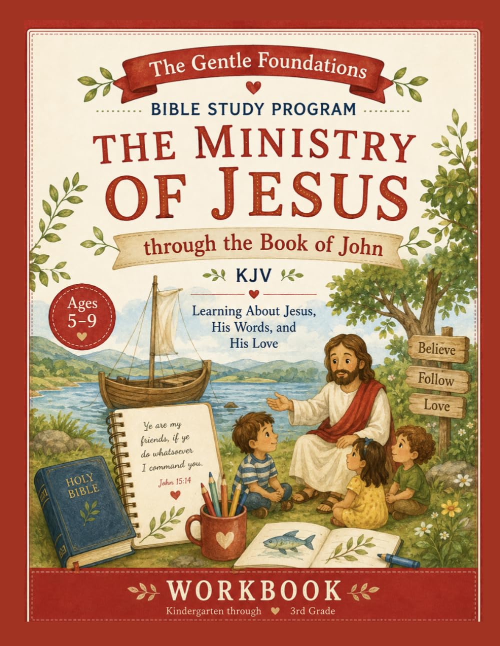 The Gentle Foundations Bible Program™: The Ministry of Jesus Through the Book of John: A 36-Week Charlotte Mason Bible Study Workbook for Kindergarten Through 3rd Grade (KJV)