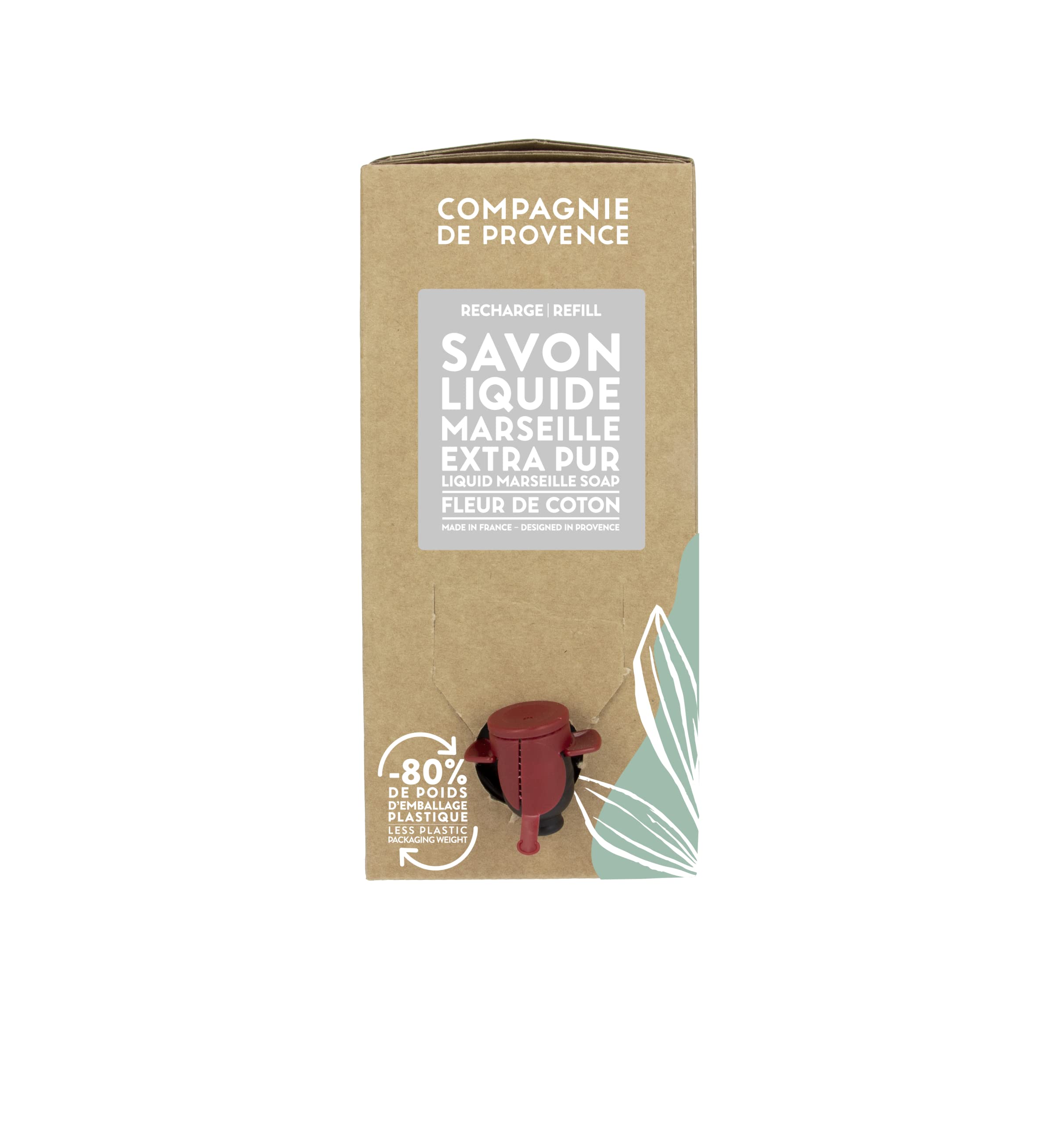 Compagnie de Provence Savon de Marseille Extra reine Flüssigseife, Baumwollblume, 300 ml, Öko-Nachfüllpackung