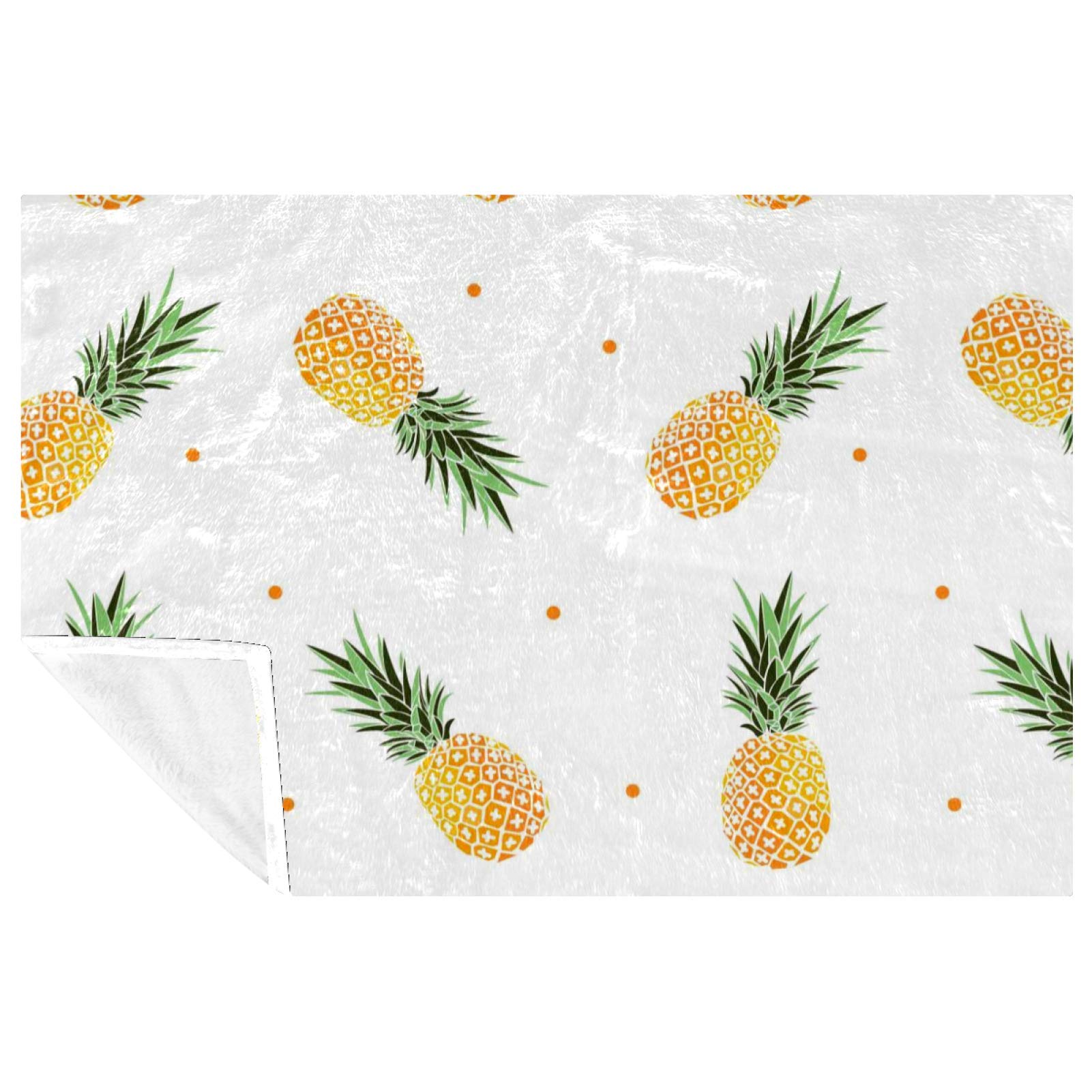 Couverture douce pour pique-nique et camping, plaid ananas jaune 150x100 cm nomade
