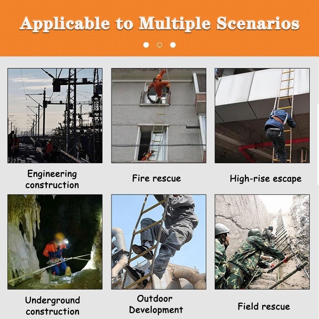 ノーブランド品 バルコニー用消防救助用ロープはしご、 緊急避難用はしご、 木製滑り止め緊急用はしご、 フック付き避難用はしご、 耐荷重 450kg(