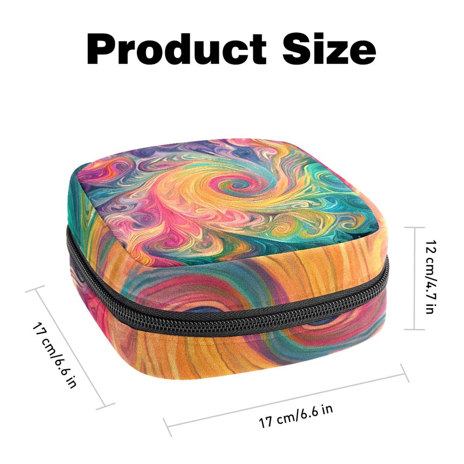 Sanitary Napkin Storage Bag for Women Cute, Feminine Menstruation Pad Holder for Period, Portable Zipper Menstrual Pad Bags Watercolor Enigmatic Swirl Texture