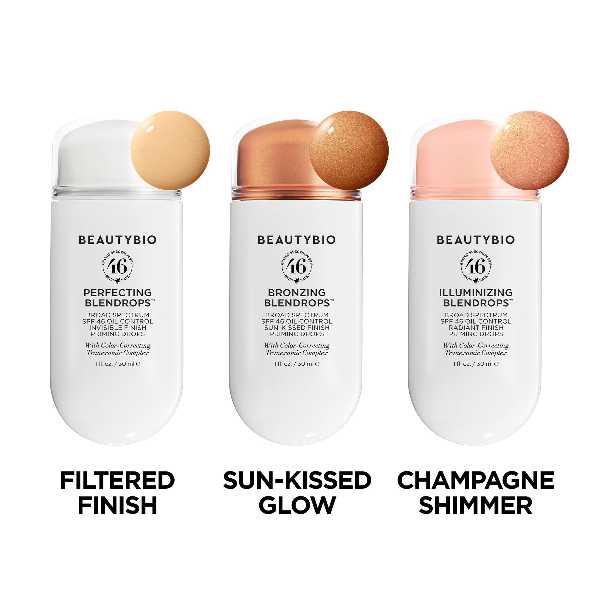 BeautyBio BLENDROPS. Broad Spectrum SPF 46 Oil-Control Priming Drops With Color-Correcting Tranexamic Complex